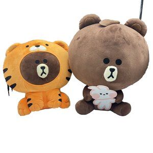 Line Friends Brown Bear Tiger Costume & Brown Bear Holding Bunny Plush Animal‎